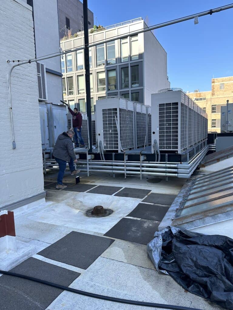 Rooftop VRF condensing units installed by Irving Haase in New York City